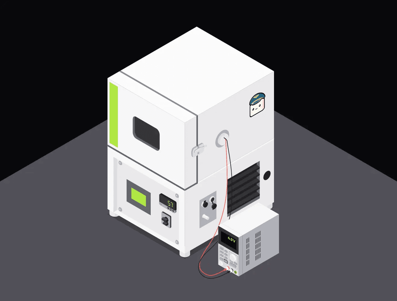 Vector drawing of a testing oven