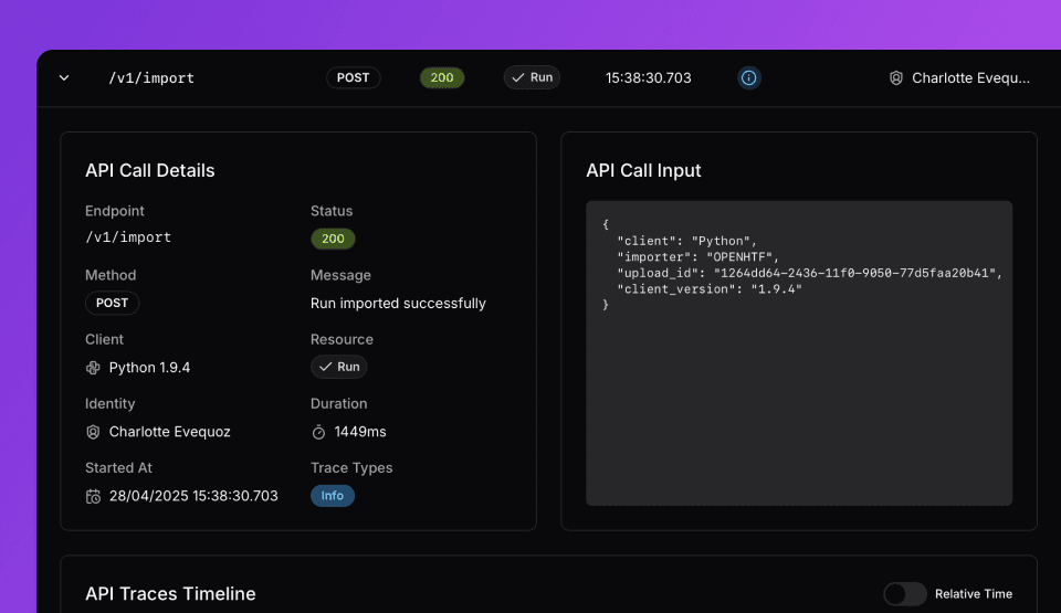 Expanded API request details