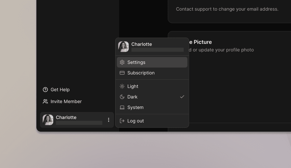 User management interface