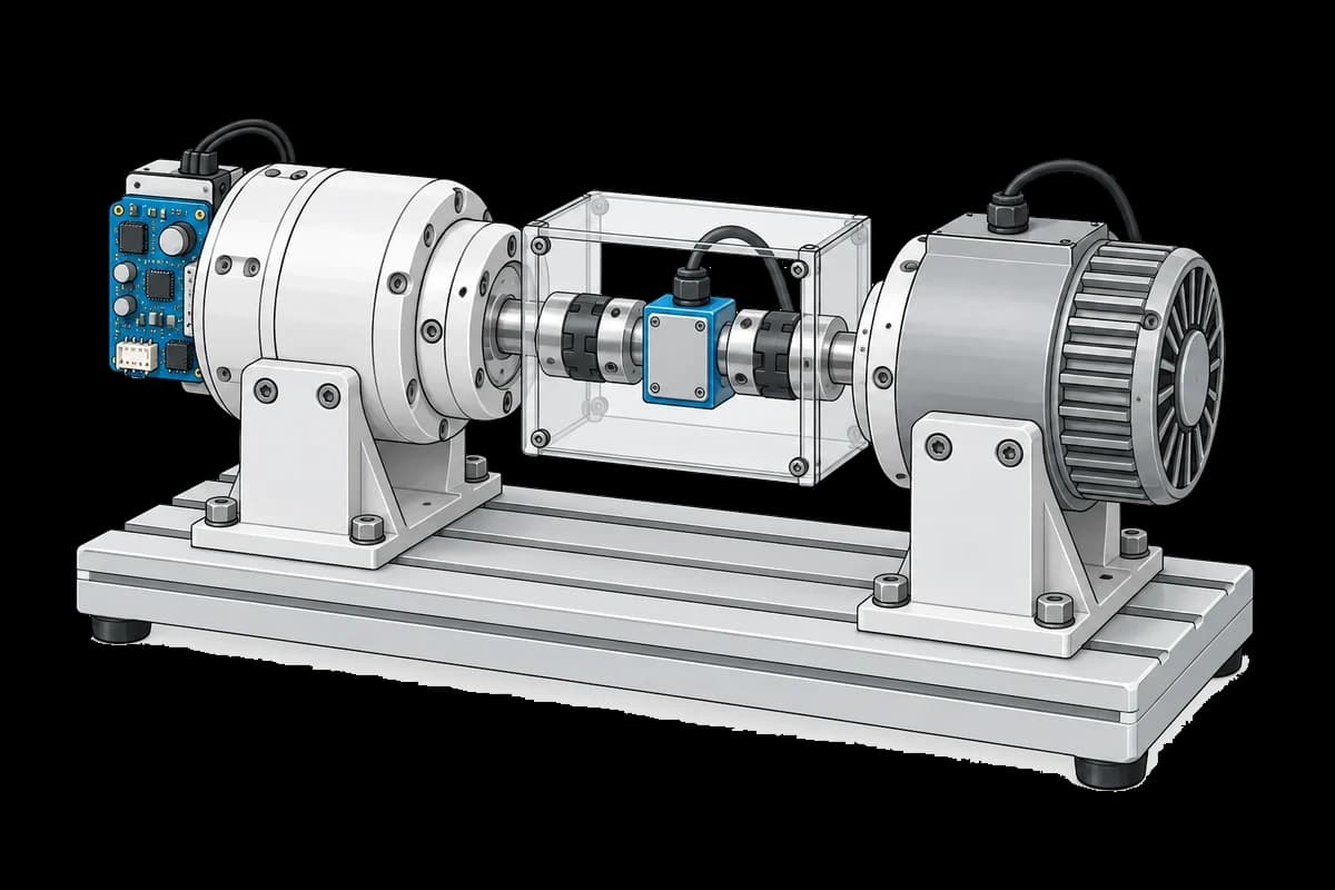 Actuator and load motor coupled on a guarded dynamometer test bed