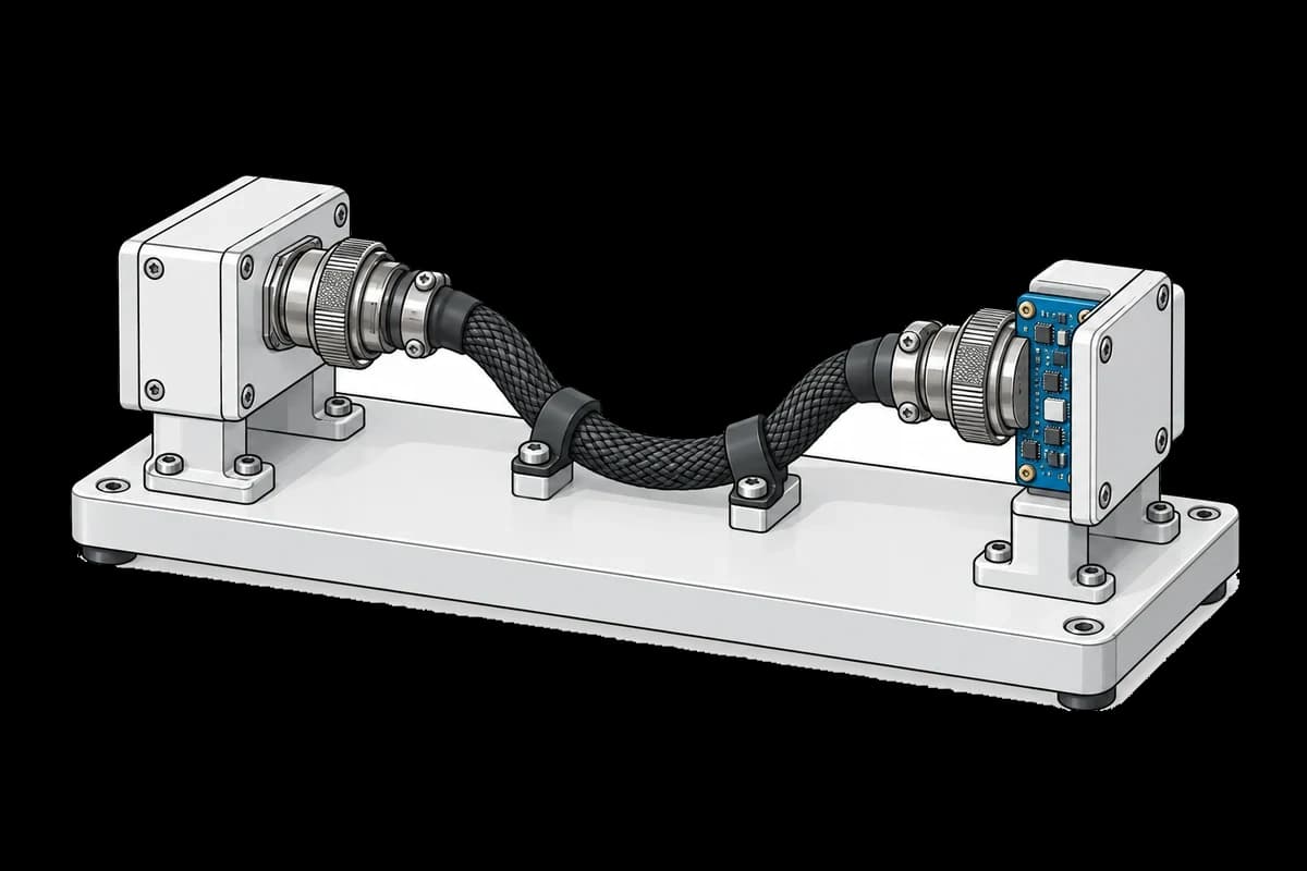 Wire harness connected to continuity and electrical safety test fixtures
