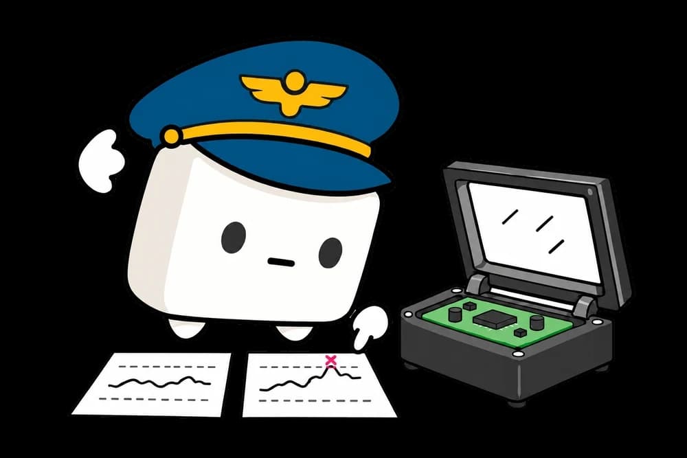 The tofu pilot studies test readings beside a circuit-board fixture