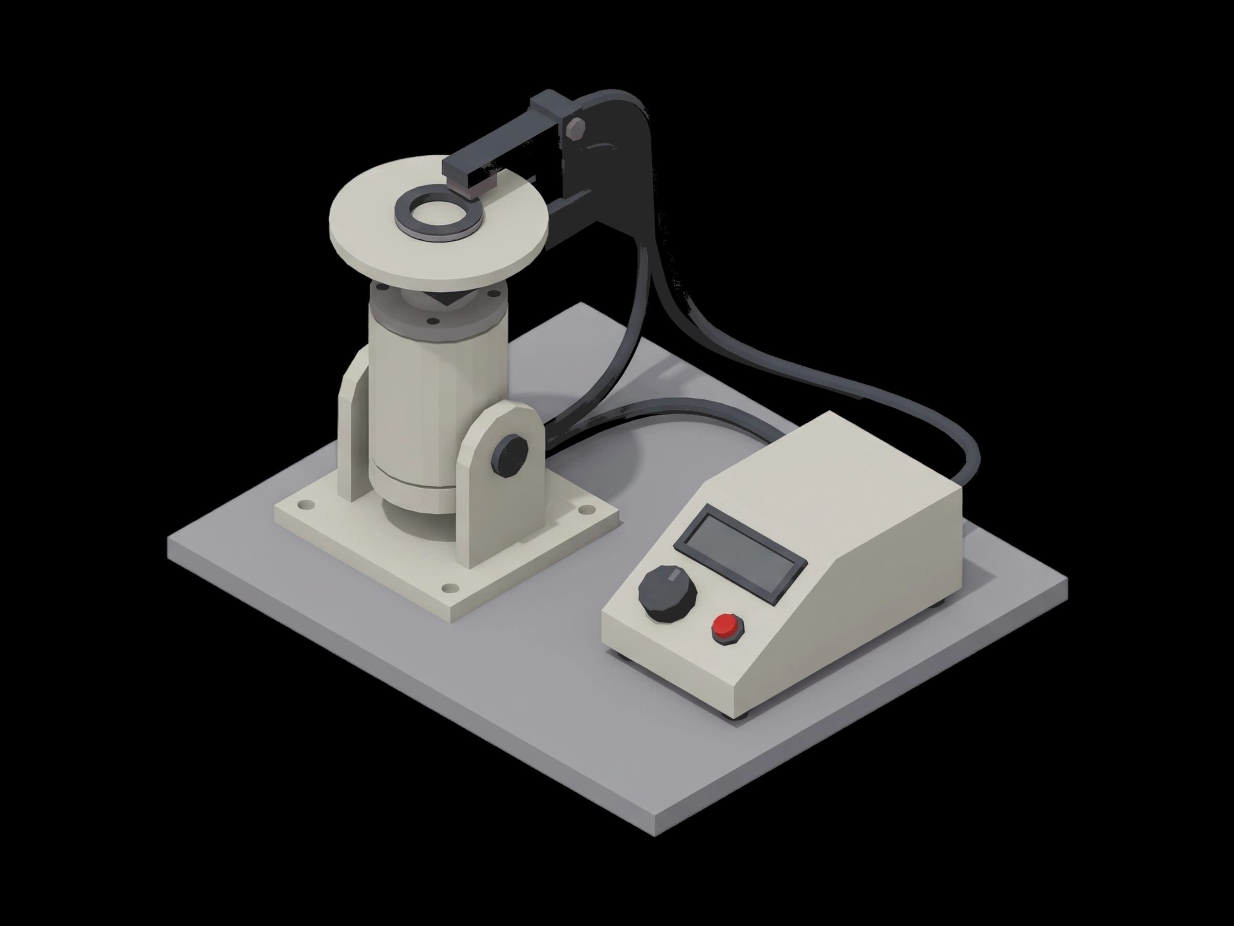 Motor shaft and encoder on a vertical calibration fixture