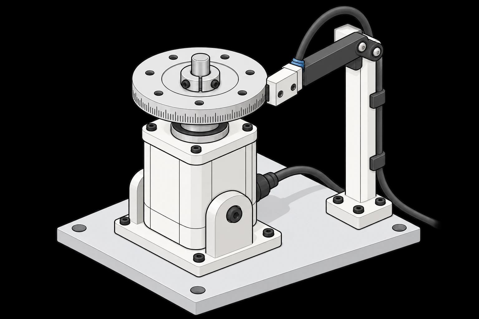 Motor shaft with a mounted encoder ring and a readhead facing the rim