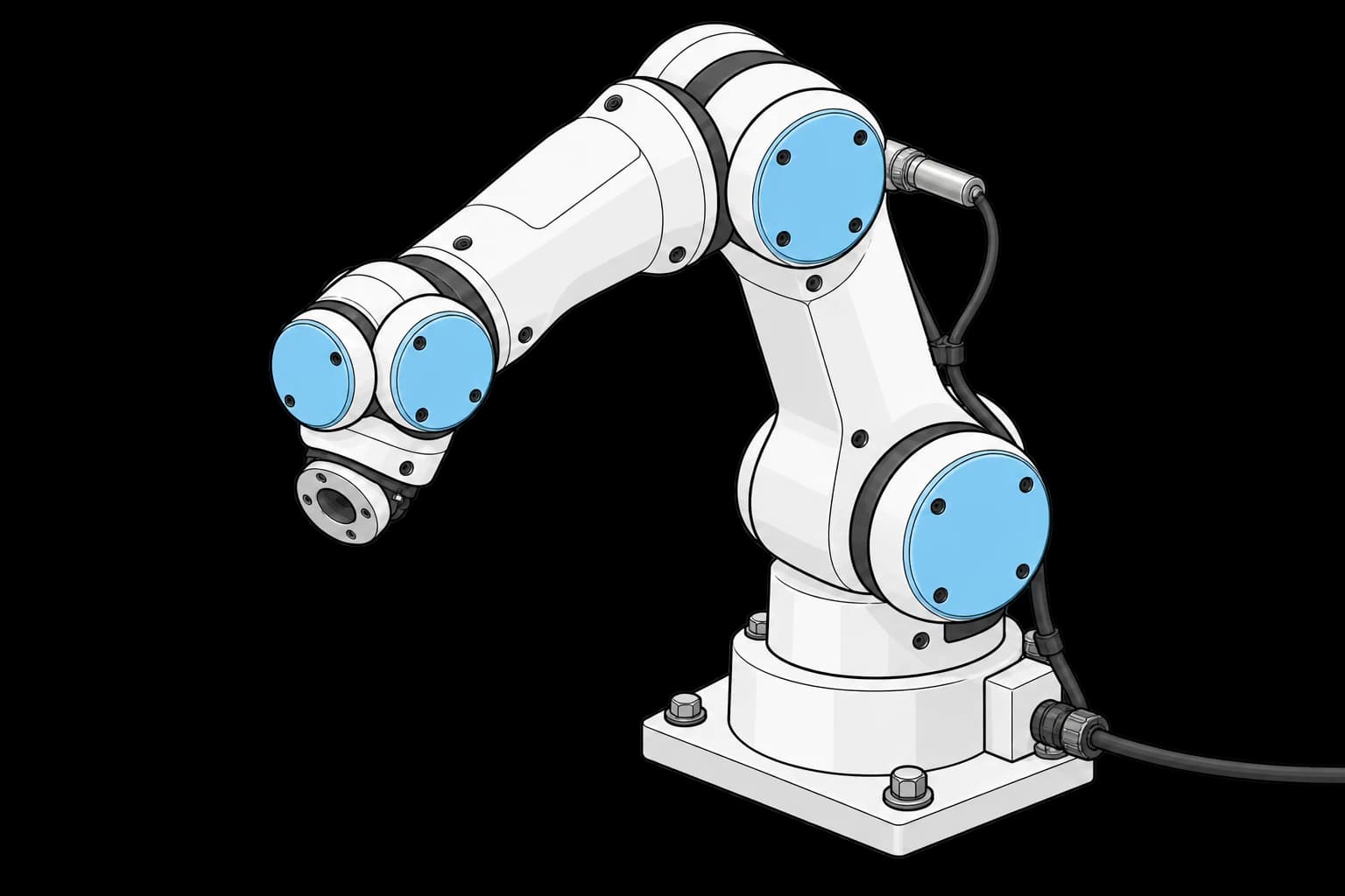 Robot arm with an electronic mastering probe fitted to a joint housing