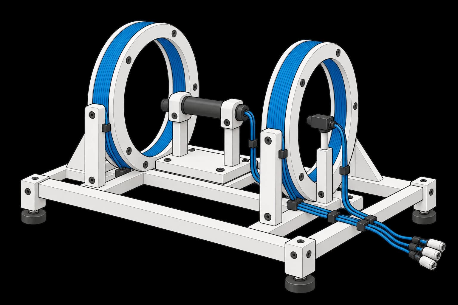 Magnetorquer rod and magnetic probe between a pair of coaxial field coils
