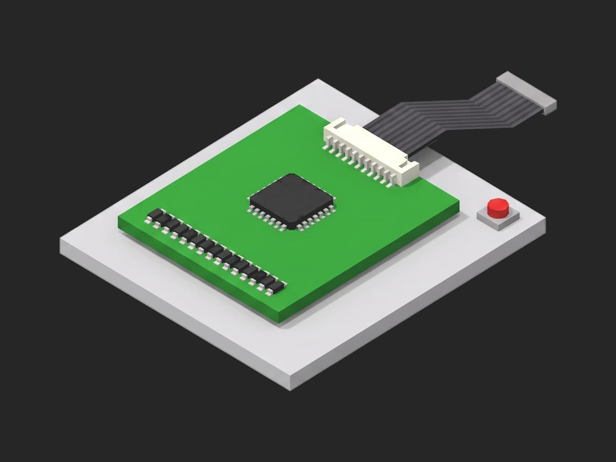 A 16S BMS PCBA on a fixture plate: the black AFE chip in the middle, a row of sixteen bleed resistors along one edge, the white cell-sense connector with a short ribbon harness plugged in.
