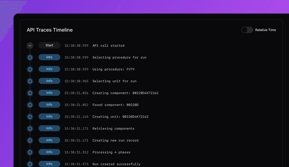 API trace timeline