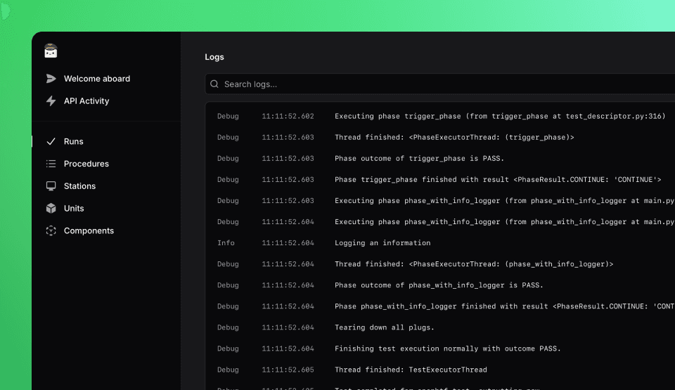 Screenshot of Tofupilot illustrating the station feature.